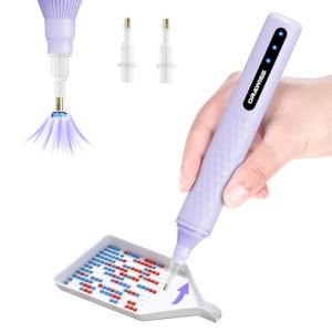 Electric Diamond Painting Pen, Vacuum Diamond Art Pen no Wax Needed | Cordless & Quiet | Rechargeable Battery | Lightweight | Diamond Art Accessories for Adults | Gift for Gem Dimond Art Fans - purple