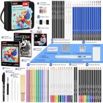 106 Pack Drawing Set Sketching Kit, Pro Art Supplies with 3-Color Sketchbook, Coloring Book, Graphite Colored Charcoal Watercolor & Metallic Pencils, Drawing Supplies Gift Case for Artists Adults Kids