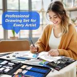 106 Pack Drawing Set Sketching Kit, Pro Art Supplies with 3-Color Sketchbook, Coloring Book, Graphite Colored Charcoal Watercolor & Metallic Pencils, Drawing Supplies Gift Case for Artists Adults Kids