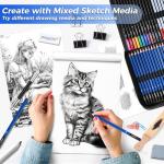 106 Pack Drawing Set Sketching Kit, Pro Art Supplies with 3-Color Sketchbook, Coloring Book, Graphite Colored Charcoal Watercolor & Metallic Pencils, Drawing Supplies Gift Case for Artists Adults Kids