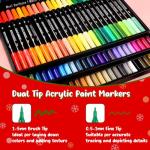 Pagather 72 Colors Acrylic Paint Markers, Dual Tip with Fine Tip and Brush Tip Pens for Stone, Wood, Calligraphy, Canvas, Ceramic, Metal, Glass, Rock Painting, DIY Crafts