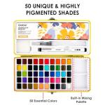 Grabie 50 Colors Premium All-In-One Water Color Paint Set - Detail Paint Brush Included, Watercolor Paints, Painting Sets, Art Supplies, Portable & Travel Watercolor Set, Amateur Hobbyists