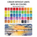 Grabie 50 Colors Premium All-In-One Water Color Paint Set - Detail Paint Brush Included, Watercolor Paints, Painting Sets, Art Supplies, Portable & Travel Watercolor Set, Amateur Hobbyists