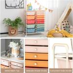 LDAILY 15 Drawer Rolling Storage Cart, Rolling Cart with Drawers for Classroom, Art Supply Craft Organizer on Wheel with Metal Frame & Handles for Home Office School