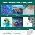 ESRICH Mini Stretched Canvas 16Pack 3x3inch, 2/5Inch Profile Art Primed Canvases for Painting, Cotton Small Professional Stretched Canvas for Kids and Art Supplies.