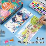 APOGO Watercolor Paint Set,50 Colors in Portable Box Travel Watercolor Set,Water Color Paint Sets,Adult and Beginner Watercolor Painting Kits with Watercolor Papers and Brushes Art supplies