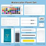 APOGO Watercolor Paint Set,50 Colors in Portable Box Travel Watercolor Set,Water Color Paint Sets,Adult and Beginner Watercolor Painting Kits with Watercolor Papers and Brushes Art supplies