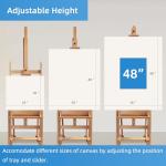 Falling in Art Extra Large H-Frame Studio Easel, Solid Beechwood Artist Easel with Storage Tray, Adjustable Canvas Holder Stand with Rolling Wheels for Painting Adult