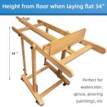 Falling in Art Extra Large H-Frame Studio Easel, Solid Beechwood Artist Easel with Storage Tray, Adjustable Canvas Holder Stand with Rolling Wheels for Painting Adult