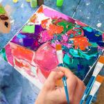 Sdanart 1 inch Flat Paint Brushes for Acrylic Painting，3 PCS Large Acrylic Paint Brush Bulk，Fabric Paintbrushes Craft Brush，Artists Paintbrush for Watercolor Oil Rock Face Body Art Canvas (3)