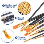 ESRICH Acrylic Paint Brushes Set,8Packs /80 Pcs Black Nylon Paintbrushes, Suitable for Acrylic Oil Watercolor Rock Body Face Nail Art,Perfect Suit of Art Painting, Best Gift for Kids Adult Drawing