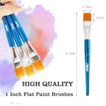 Sdanart 1 inch Flat Paint Brushes for Acrylic Painting，3 PCS Large Acrylic Paint Brush Bulk，Fabric Paintbrushes Craft Brush，Artists Paintbrush for Watercolor Oil Rock Face Body Art Canvas (3)