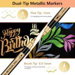 Metallic Marker Pens, 30 Colors Dual Tip Acrylic Paint Pens for Black Paper, Scrapbooking, Photo Album, Rock Painting, Paint Marker for DIY Arts & Crafts, Glass, Wood, Card Making, Scrapbook Supplies
