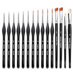 Paint Brushes Set, Aoartix 15 Pcs Black All Purpose Model Paint Drybrush for Acrylic Oil Watercolor Face, Detail Painting Brushes for Figurines Models Art Adults Craft Supplies- Triangular Handles