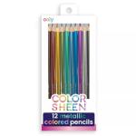 Ooly Metallic Sheen Colored Pencils Set of 12,Drawing and Coloring Pencils for Kids and Adults, Colorful School Supplies for Any Arts and Crafts, Adult Coloring Books