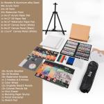DJAR 174pcs All-in-One Art Painting Set with Tabletop Easel & Tripod, Acrylic, Watercolor, Oil & Sketch Kit, 96 Acrylic, Watercolor & Oil Paint Set for Beginners, Professionals, Artists