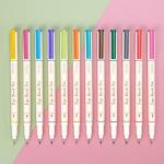 WRITECH Brush Tip Marker Pens: Artist Markers Flexible Tip Water Based 12ct Assorted Colors for Journaling Adult Coloring Hand Lettering Calligraphy Drawing Vibrant Colored