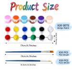20 Pack Mini Acrylic Paint Set, 12 Colors Washable Paint Strips for Kids & Adults - Includes 40 Brushes (20 Flat + 20 Pointed), 280 PCS kids Paint Kits for Easter Eggs, Birthday, Classroom Party