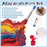 20 Pack Mini Acrylic Paint Set, 12 Colors Washable Paint Strips for Kids & Adults - Includes 40 Brushes (20 Flat + 20 Pointed), 280 PCS kids Paint Kits for Easter Eggs, Birthday, Classroom Party