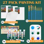 ESRICH Acrylic Paint Set,Paint Set with 10 Paint Brushes12 Color 12ml Acrylic Paint,1 Palettes and 4 Pcs Canvas for Students, Artists and Beginner Art Supplies