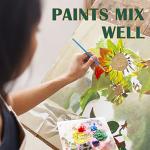 ESRICH Acrylic Paint Set,Paint Set with 10 Paint Brushes12 Color 12ml Acrylic Paint,1 Palettes and 4 Pcs Canvas for Students, Artists and Beginner Art Supplies