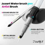 JusArt 50 Colors Watercolor Paint Set,Art Supplies with Metallic Color, Detail Painting Brushes, Water Brush Pens, Portable Travel Painting Kit for Artists, Professionals, Adults, Kids