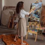 Solid Beech Wood H-Frame Easel, Large Painting Easel with Storage Box and Palette, Professional Foldable Studio Art Easel Stand with Signature Box for Adults, Holds Canvas Art up to 48"