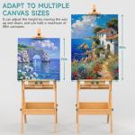 Solid Beech Wood H-Frame Easel, Large Painting Easel with Storage Box and Palette, Professional Foldable Studio Art Easel Stand with Signature Box for Adults, Holds Canvas Art up to 48"