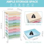 SYKIARIOL Rolling Storage Cart with Drawers,Utility Cart With 8 Drawers and Wooden Tabletop,Rolling Drawer Cart,Storage Drawer Cart for Living Room,Classroom,Bedroom,Bathroom,Dorm,Office,Rainbow