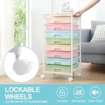 SYKIARIOL Rolling Storage Cart with Drawers,Utility Cart With 8 Drawers and Wooden Tabletop,Rolling Drawer Cart,Storage Drawer Cart for Living Room,Classroom,Bedroom,Bathroom,Dorm,Office,Rainbow