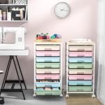 SYKIARIOL Rolling Storage Cart with Drawers,Utility Cart With 8 Drawers and Wooden Tabletop,Rolling Drawer Cart,Storage Drawer Cart for Living Room,Classroom,Bedroom,Bathroom,Dorm,Office,Rainbow