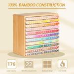walowalo Marker Organizer Hold 176 Markers Birthday Gifts Christmas Gifts Bamboo Pen Holder Art Supply Pencil Storage Organizer 22 Compartments All-in-One Marker Storage for Home Office Desk Classroom