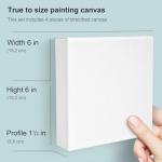 AUREUO 6x6 Inch Gallery Wrapped Canvas - 1.5 Inch Depth 4 Pack - 10 Oz Triple Gesso Primed 100% Cotton Square White Artist Canvases for Acrylic & Oil Paints