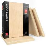 ARTEZA Wooden Canvas Board, 9x12 Inch, Pack of 5 | Cradled Birch Wood Panels for Painting, Acrylic Pouring, Encaustic Art & Wood Burning