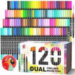 TBC The Best Crafts Dual Markers Brush Pens Set, 120 Art Markers Christmas Gifts for Adult Book Cards Drawing Craft Kit Teacher Office Supplies (120 Colors)