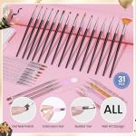 Beetles 31pcs Nail Art Brushes, Dotting Tools, Nail Art Pens, Dust Brush, Striping Liner Fingernail Drawing Pens with Palette Holder All in One for Starter Manicure Design Set
