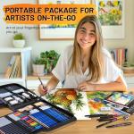 106 PCS Art Supplies Sketching Kit, Pro Drawing Pencils with 3-Color Sketchbook, Coloring Book, Colored Graphite Charcoal Watercolor & Metallic Pencils, Drawing Supplies Gifts for Artists Adults Kids