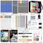106 PCS Art Supplies Sketching Kit, Pro Drawing Pencils with 3-Color Sketchbook, Coloring Book, Colored Graphite Charcoal Watercolor & Metallic Pencils, Drawing Supplies Gifts for Artists Adults Kids
