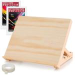 Tabletop Easel for Painting, 13.8"x11.4" Adjustable Portable Art Easel Includes Art Painting Papers, Sketch Papers and Masking Tape, Pinewood Drawing Board for Canvas, Books and Artwork