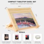 Tabletop Easel for Painting, 13.8"x11.4" Adjustable Portable Art Easel Includes Art Painting Papers, Sketch Papers and Masking Tape, Pinewood Drawing Board for Canvas, Books and Artwork