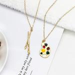 ONLYJUMP Palette Brush Asymmetric Necklace for Art Teacher Artist Charm Chic Fashion Design Colorful Paint Pendant Drop Necklace Jewelry Gold (Brush)
