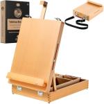 Beechwood Tabletop Easel for Painting, Portable Adjustable Sketchbox Art Easel Stand with Detachable Strap for Beginners and Art Lovers