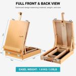Beechwood Tabletop Easel for Painting, Portable Adjustable Sketchbox Art Easel Stand with Detachable Strap for Beginners and Art Lovers