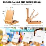 Beechwood Tabletop Easel for Painting, Portable Adjustable Sketchbox Art Easel Stand with Detachable Strap for Beginners and Art Lovers