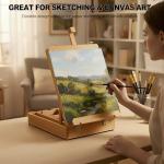 Beechwood Tabletop Easel for Painting, Portable Adjustable Sketchbox Art Easel Stand with Detachable Strap for Beginners and Art Lovers