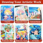 POPYOLA Art Supplies, 269 Piece Deluxe Art Set with 6 Drawing Pads, Watercolor Paints, Crayons, Colored Pencils Set in Wooden Case, Creative Gifts for Artists Adults Kids