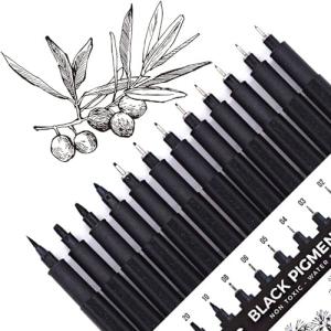 YISAN Micro Black Drawing Pens Art Fineliner Ink Pens,Set of 12 Technical Drawing pen,Manga Markers for Sketching Technical,70337