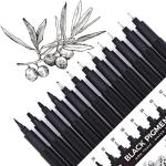 YISAN Micro Black Drawing Pens Art Fineliner Ink Pens,Set of 12 Technical Drawing pen,Manga Markers for Sketching Technical,70337
