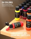 Nicpro Acrylic Paint Set, 24 Colors with 12 Brushes & Palette, Non Toxic Art Supplies Kit for Painting Fabric, Canvas, Clay, Wood, Rock & Ceramic, Halloween Pumpkin, Rich Pigments for Beginners, Students & Professional Artists (2 oz, 60 ml)