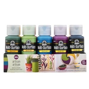 FolkArt, Artisan, Multi-Surface Acrylic Craft Paint Set, 10 Piece, Satin Finish Colors, Perfect for DIY Arts and Crafts Projects